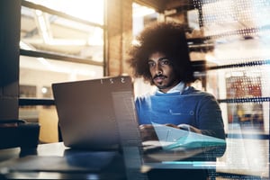 man working on a laptop